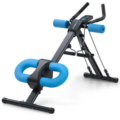 Merach Dual Track Ab Trainer with LCD Monitor, 440Lbs Weight Capacity, Foldable for Easy Storage, Ergonomic Supportive Design, Tones Waist Abs Arms Legs Hips, Ideal for Home Gym Beginners & Daily Fitness Enthusiasts