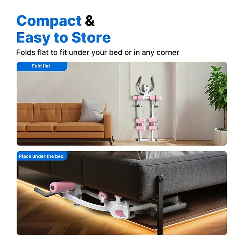 Merach Dual Track Ab Trainer with LCD Monitor, 440Lbs Weight Capacity, Foldable for Easy Storage, Ergonomic Supportive Design, Tones Waist Abs Arms Legs Hips, Ideal for Home Gym Beginners & Daily Fitness Enthusiasts