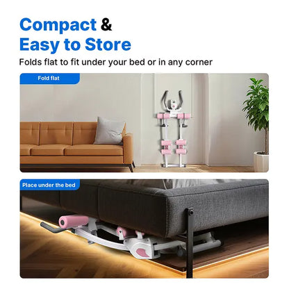 Merach Dual Track Ab Trainer with LCD Monitor, 440Lbs Weight Capacity, Foldable for Easy Storage, Ergonomic Supportive Design, Tones Waist Abs Arms Legs Hips, Ideal for Home Gym Beginners & Daily Fitness Enthusiasts