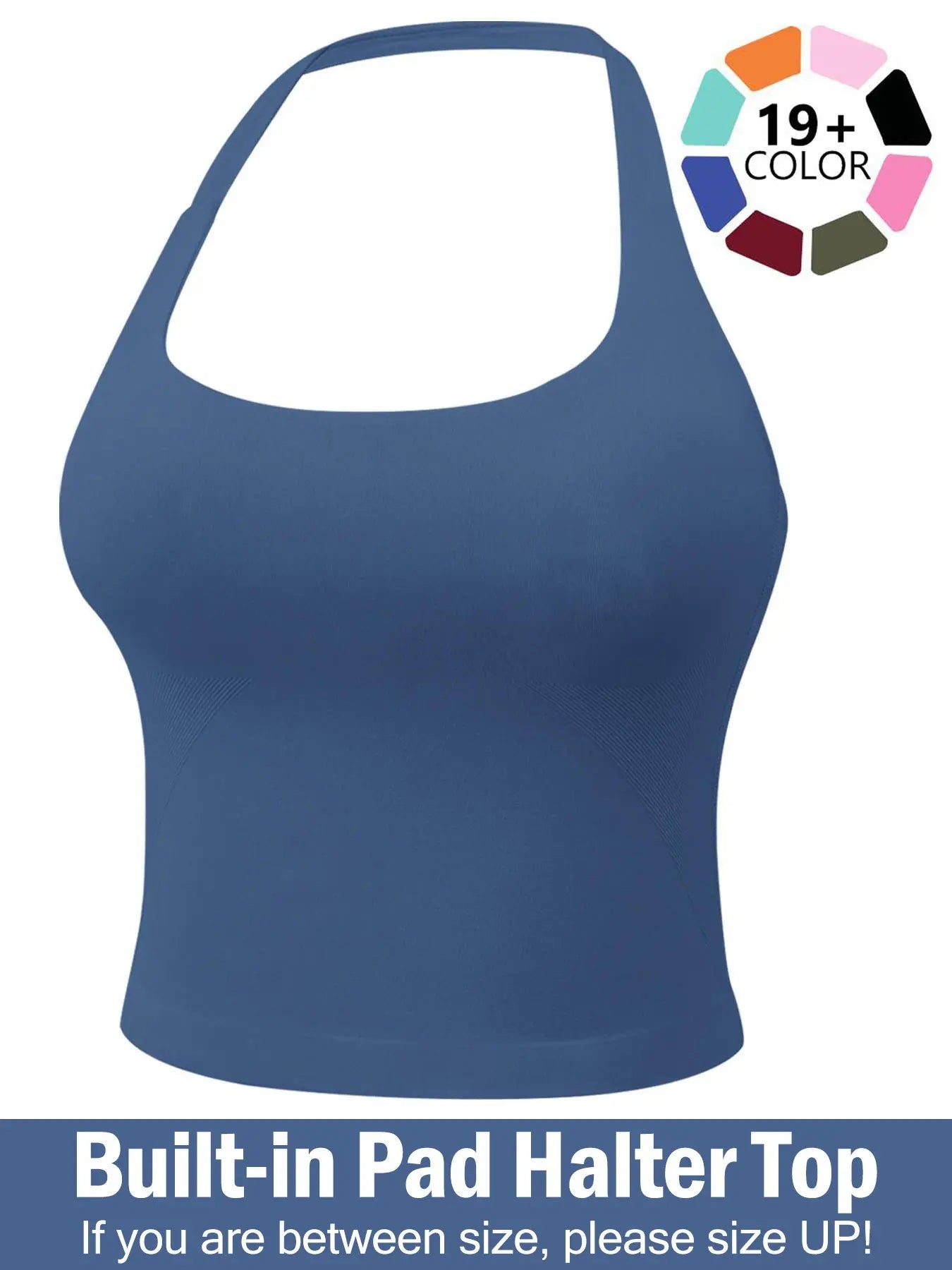 Women'S Solid Removable Chest Pad Sports Tank Top, Casual Comfort and Durability Halter Neck Sports Top for Yoga Gym Workout, Ladies Sportswear for All Seasons, Pilates Yoga Wear