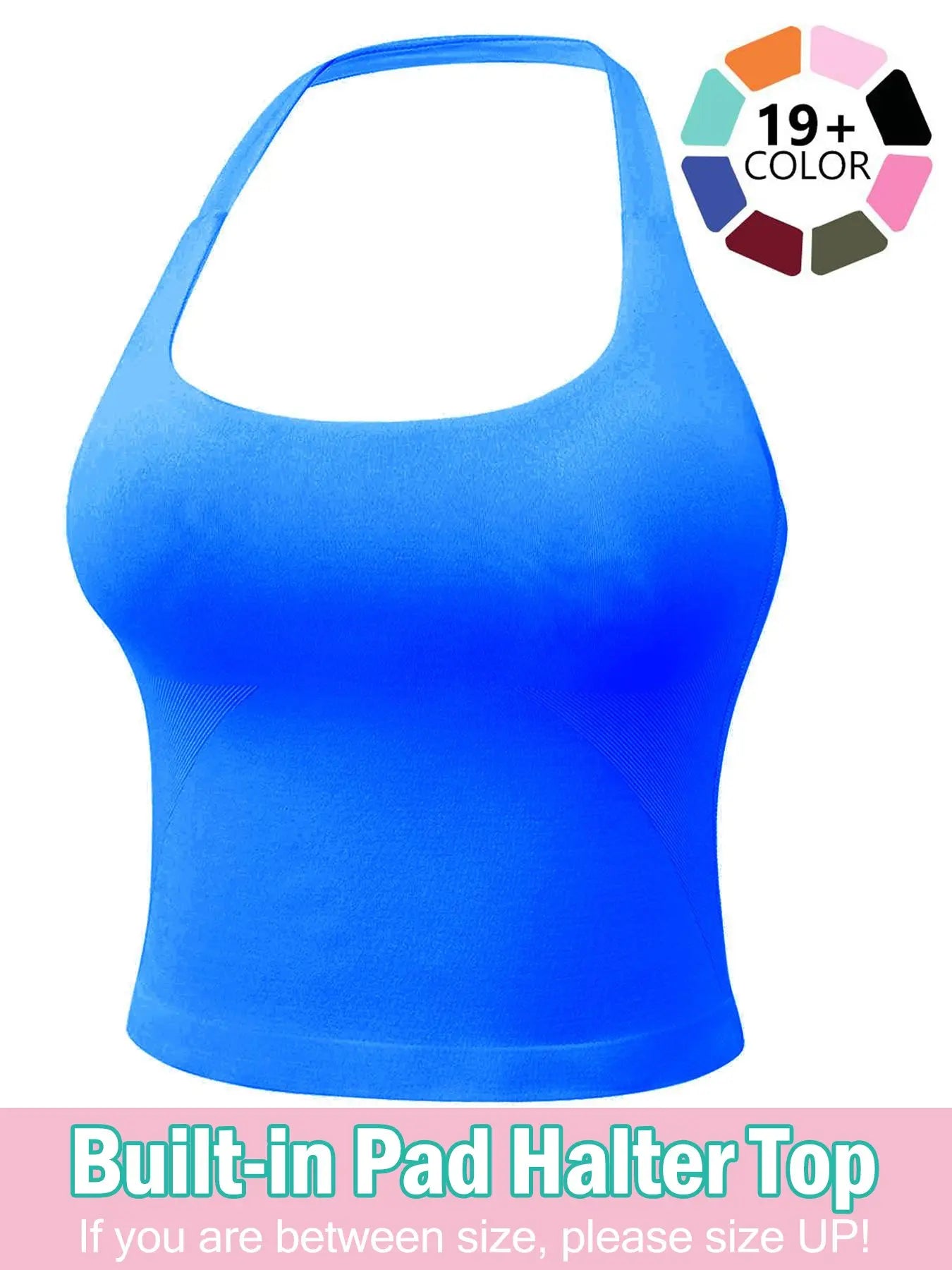 Women'S Solid Removable Chest Pad Sports Tank Top, Casual Comfort and Durability Halter Neck Sports Top for Yoga Gym Workout, Ladies Sportswear for All Seasons, Pilates Yoga Wear