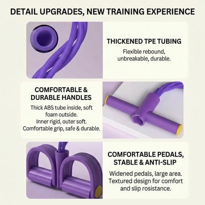 6 Tube Elastic Resistance Band Set with Foot Pedals Portable Stretch Training Bands Lightweight Compact Design Easy to Carry for Home and Travel Use