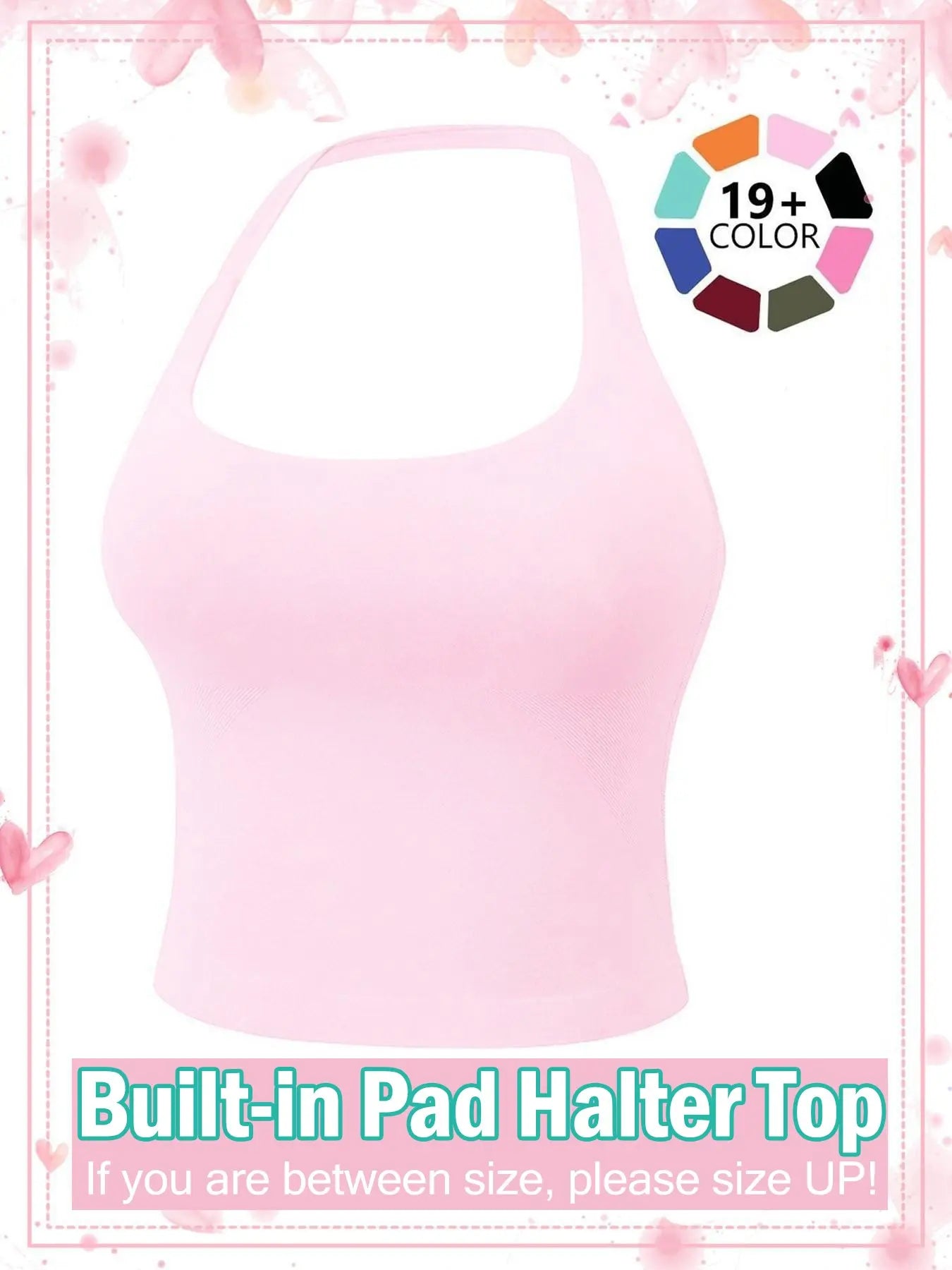 Women'S Solid Removable Chest Pad Sports Tank Top, Casual Comfort and Durability Halter Neck Sports Top for Yoga Gym Workout, Ladies Sportswear for All Seasons, Pilates Yoga Wear