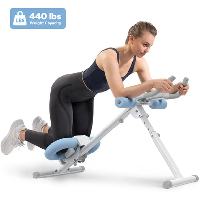Merach Dual Track Ab Trainer with LCD Monitor, 440Lbs Weight Capacity, Foldable for Easy Storage, Ergonomic Supportive Design, Tones Waist Abs Arms Legs Hips, Ideal for Home Gym Beginners & Daily Fitness Enthusiasts