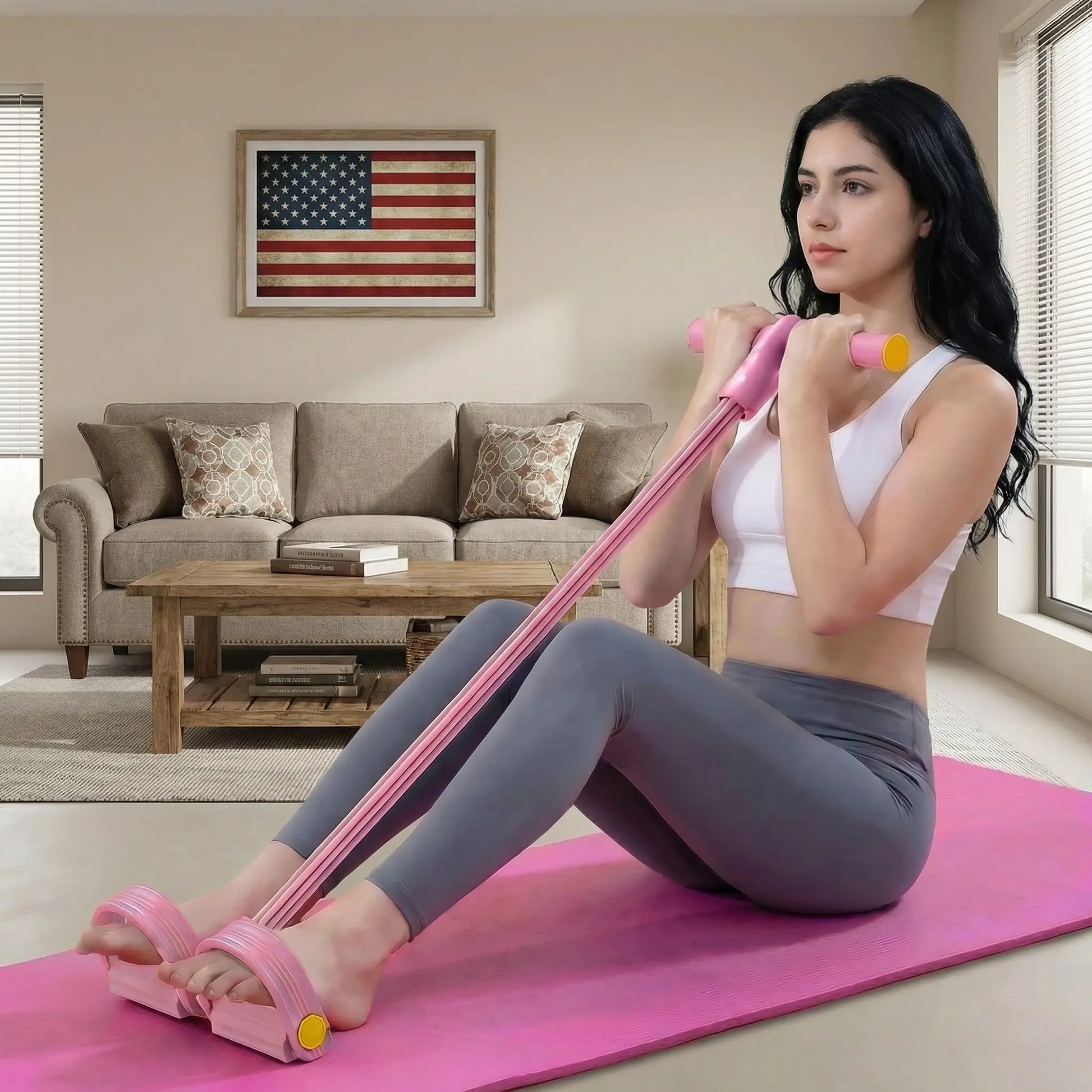 6 Tube Elastic Resistance Band Set with Foot Pedals Portable Stretch Training Bands Lightweight Compact Design Easy to Carry for Home and Travel Use