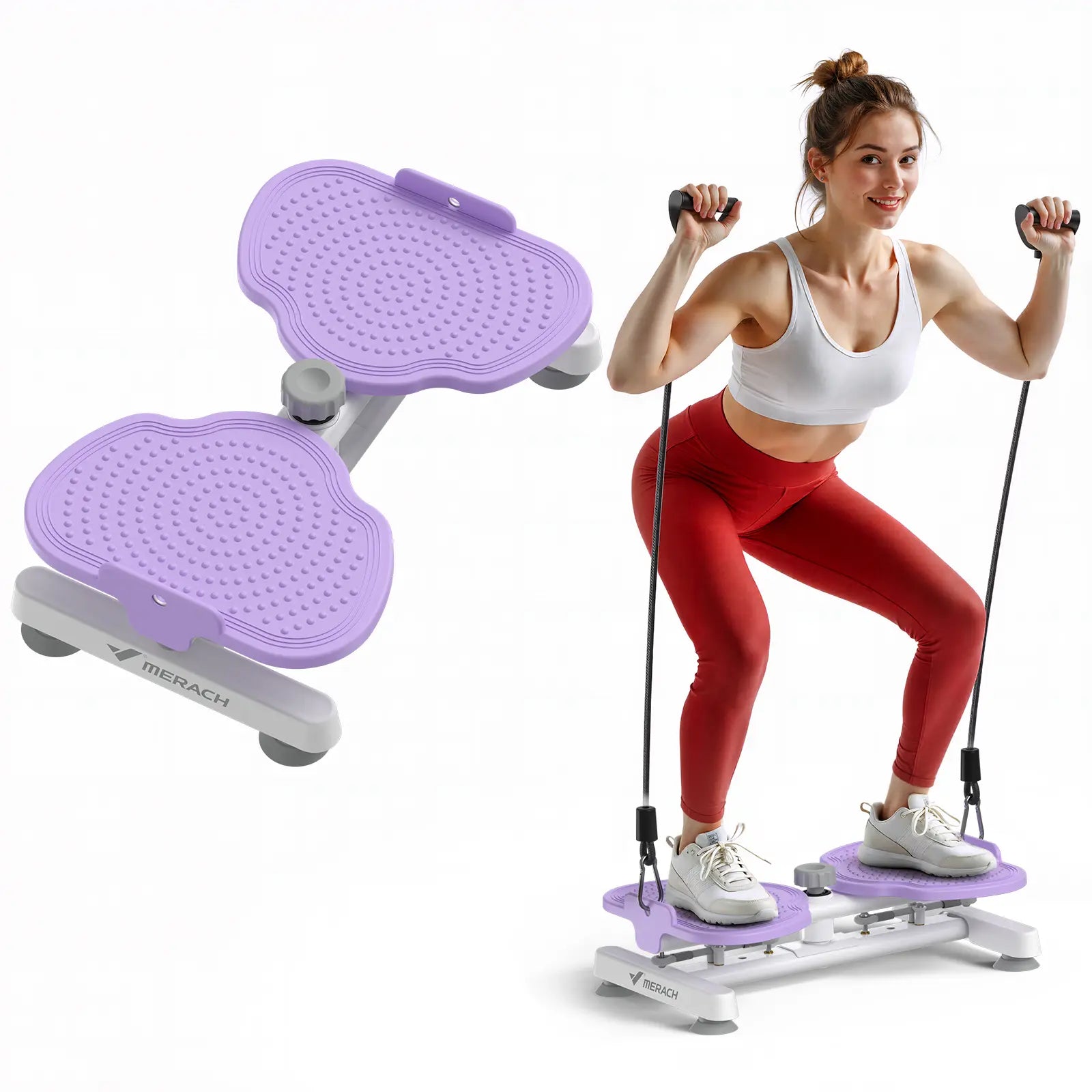 Merach Waist Twist Machine Toned Abs Waist Twister Can Stand with Feet Apart Double Non-Slip No Noise Use Exercise Equipment Abdominal Roller Workout