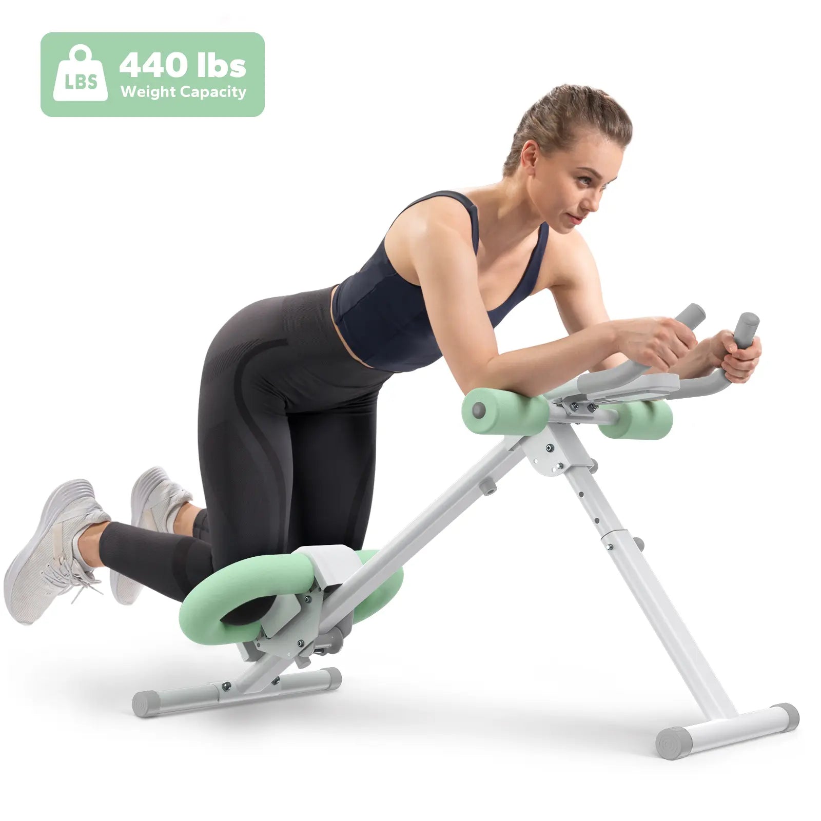 Merach Dual Track Ab Trainer with LCD Monitor, 440Lbs Weight Capacity, Foldable for Easy Storage, Ergonomic Supportive Design, Tones Waist Abs Arms Legs Hips, Ideal for Home Gym Beginners & Daily Fitness Enthusiasts