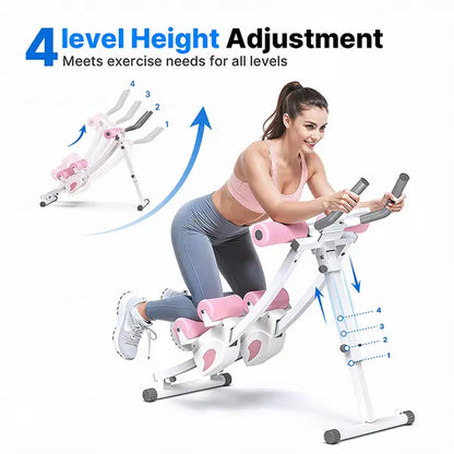 Merach Dual Track Ab Trainer with LCD Monitor, 440Lbs Weight Capacity, Foldable for Easy Storage, Ergonomic Supportive Design, Tones Waist Abs Arms Legs Hips, Ideal for Home Gym Beginners & Daily Fitness Enthusiasts