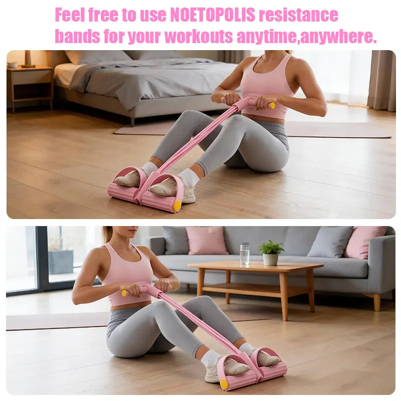 Elastic Sit-Up Pull Rope Fitness Equipment, 6-Tube Pedal Resistance Band for Home Gym Yoga & Core Training