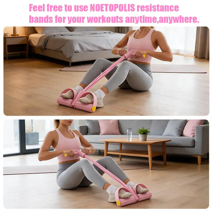 Elastic Sit-Up Pull Rope Fitness Equipment, 6-Tube Pedal Resistance Band for Home Gym Yoga & Core Training