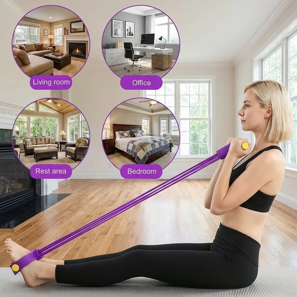 6 Tube Elastic Resistance Band Set with Foot Pedals Portable Stretch Training Bands Lightweight Compact Design Easy to Carry for Home and Travel Use