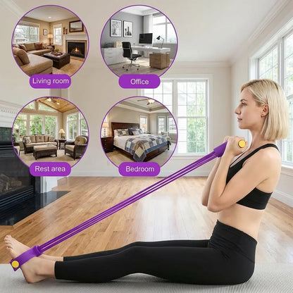 6 Tube Elastic Resistance Band Set with Foot Pedals Portable Stretch Training Bands Lightweight Compact Design Easy to Carry for Home and Travel Use