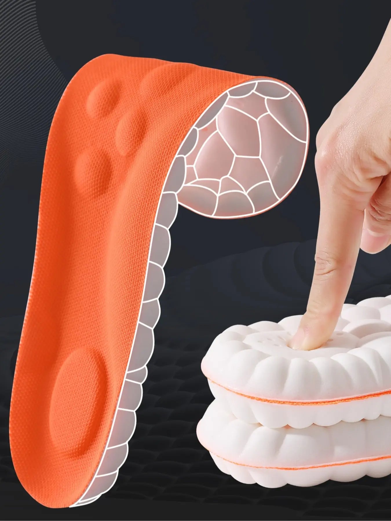 Highly Elastic Breathable Shoe Insoles, Shock-Absorbing Sports Insoles, Anti-Slip Comfortable Shoe Insoles for Men & Women