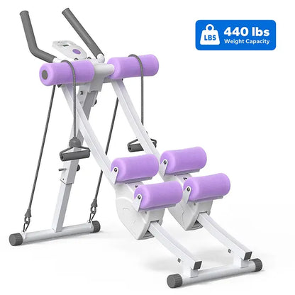 Merach Dual Track Ab Trainer with LCD Monitor, 440Lbs Weight Capacity, Foldable for Easy Storage, Ergonomic Supportive Design, Tones Waist Abs Arms Legs Hips, Ideal for Home Gym Beginners & Daily Fitness Enthusiasts