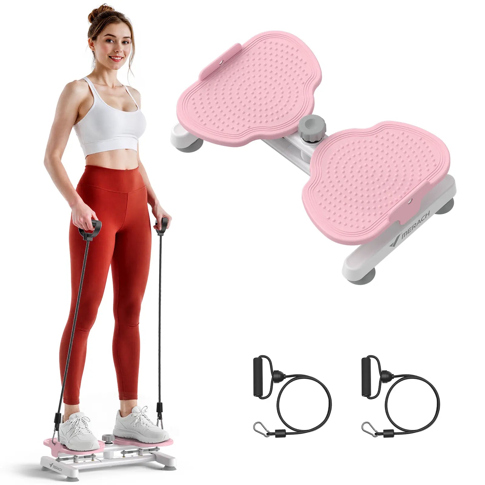 Merach Waist Twist Machine Toned Abs Waist Twister Can Stand with Feet Apart Double Non-Slip No Noise Use Exercise Equipment Abdominal Roller Workout