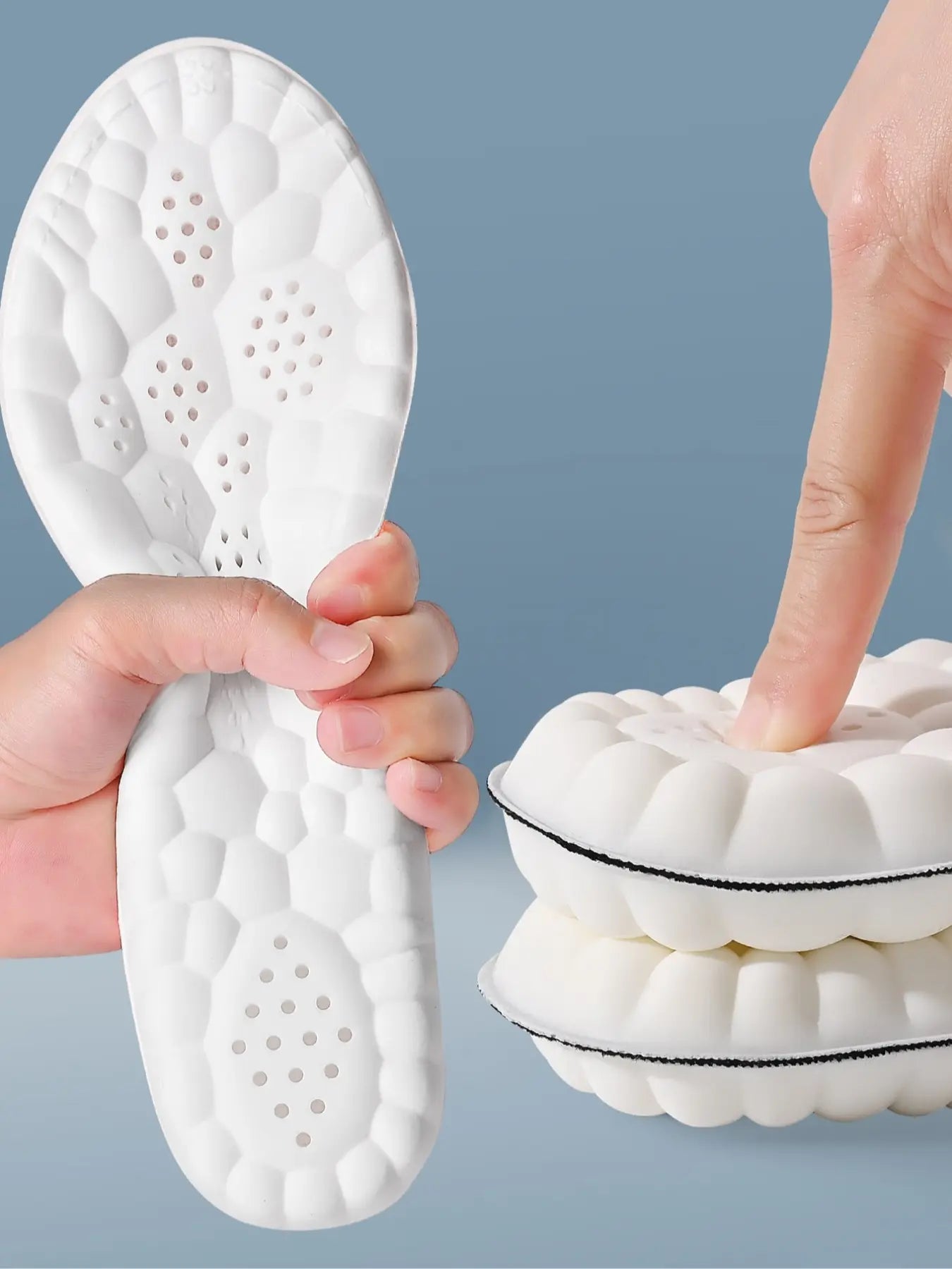 Highly Elastic Breathable Shoe Insoles, Shock-Absorbing Sports Insoles, Anti-Slip Comfortable Shoe Insoles for Men & Women