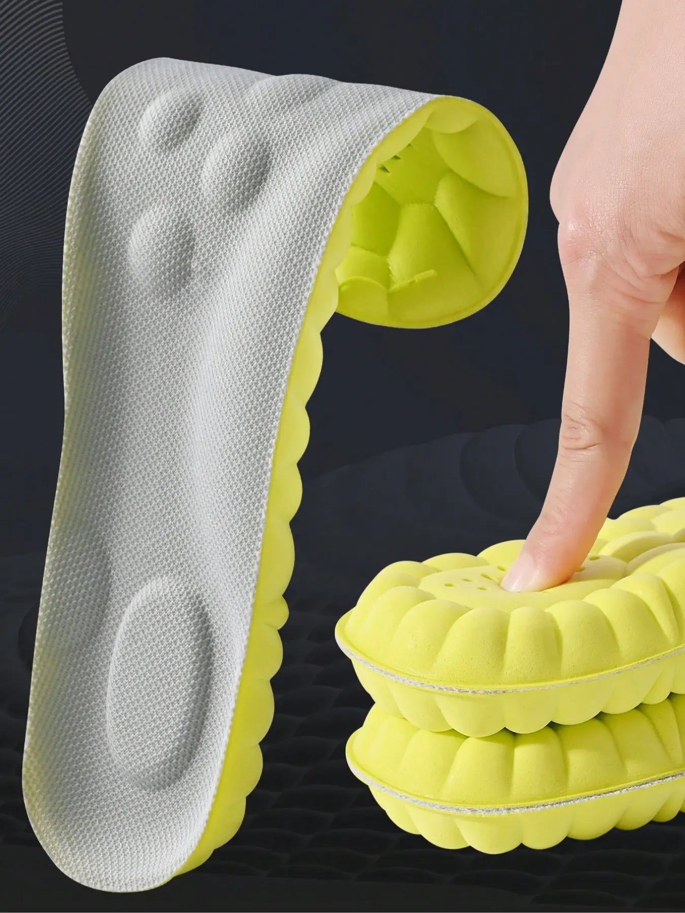 Highly Elastic Breathable Shoe Insoles, Shock-Absorbing Sports Insoles, Anti-Slip Comfortable Shoe Insoles for Men & Women