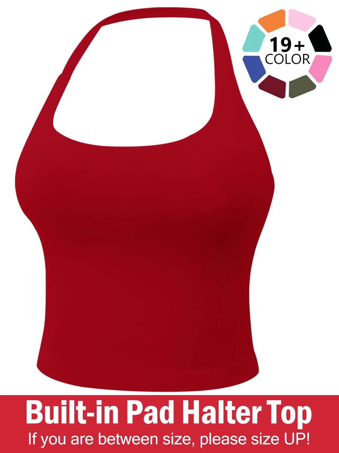 Women'S Solid Removable Chest Pad Sports Tank Top, Casual Comfort and Durability Halter Neck Sports Top for Yoga Gym Workout, Ladies Sportswear for All Seasons, Pilates Yoga Wear