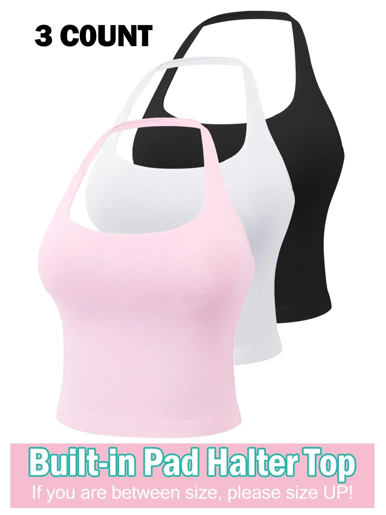 Women'S Solid Removable Chest Pad Sports Tank Top, Casual Comfort and Durability Halter Neck Sports Top for Yoga Gym Workout, Ladies Sportswear for All Seasons, Pilates Yoga Wear