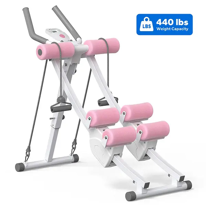 Merach Dual Track Ab Trainer with LCD Monitor, 440Lbs Weight Capacity, Foldable for Easy Storage, Ergonomic Supportive Design, Tones Waist Abs Arms Legs Hips, Ideal for Home Gym Beginners & Daily Fitness Enthusiasts