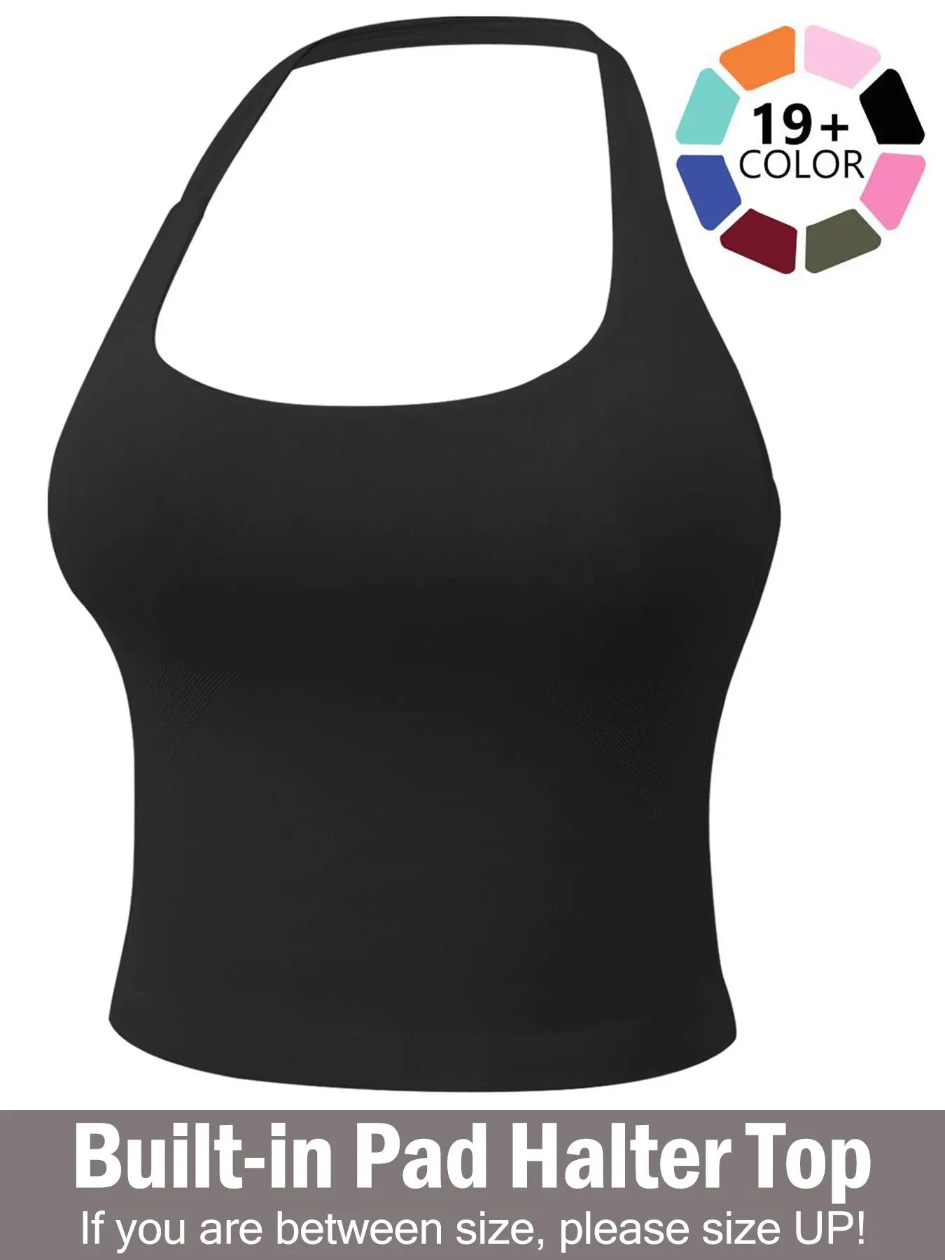 Women'S Solid Removable Chest Pad Sports Tank Top, Casual Comfort and Durability Halter Neck Sports Top for Yoga Gym Workout, Ladies Sportswear for All Seasons, Pilates Yoga Wear