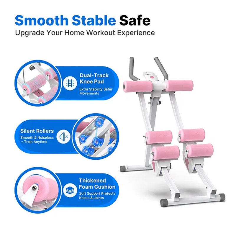 Merach Dual Track Ab Trainer with LCD Monitor, 440Lbs Weight Capacity, Foldable for Easy Storage, Ergonomic Supportive Design, Tones Waist Abs Arms Legs Hips, Ideal for Home Gym Beginners & Daily Fitness Enthusiasts