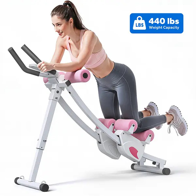 Merach Dual Track Ab Trainer with LCD Monitor, 440Lbs Weight Capacity, Foldable for Easy Storage, Ergonomic Supportive Design, Tones Waist Abs Arms Legs Hips, Ideal for Home Gym Beginners & Daily Fitness Enthusiasts