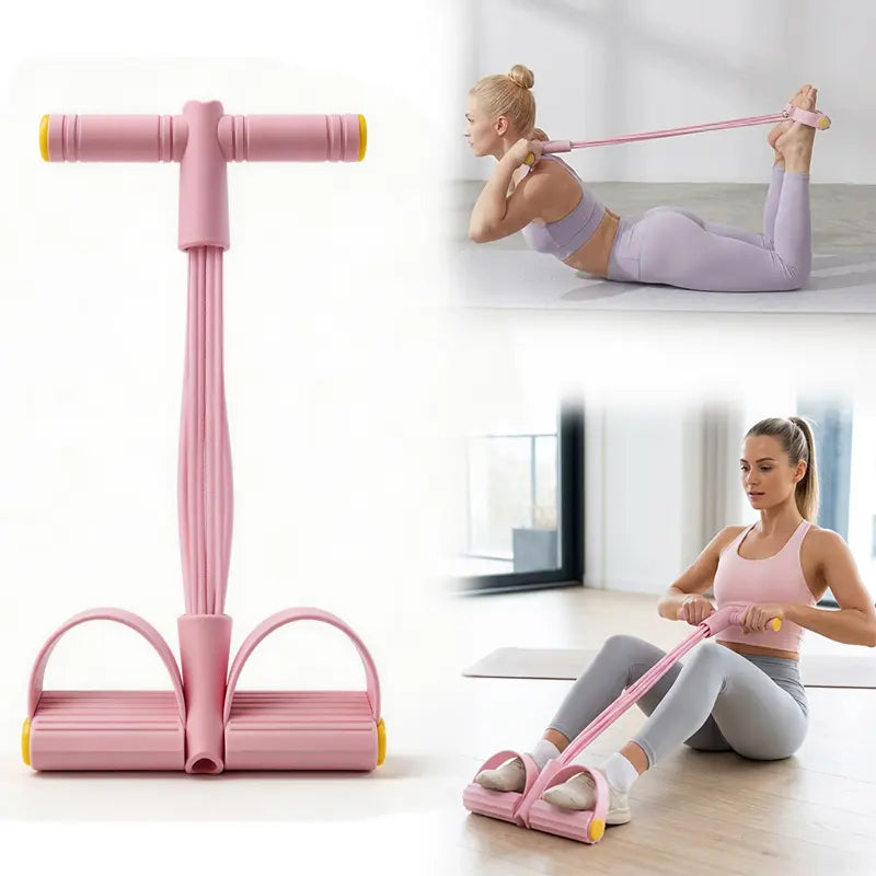 Elastic Sit-Up Pull Rope Fitness Equipment, 6-Tube Pedal Resistance Band for Home Gym Yoga & Core Training